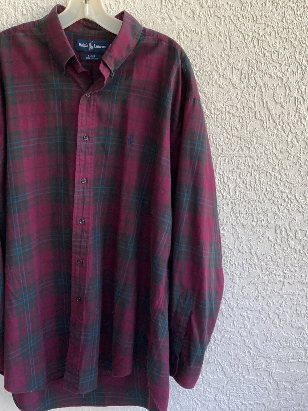 Vintage Ralph Lauren Blake Shirt Sz XL Plaid 100% Cotton Preppy Excellent